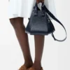Compact Hammock bag in soft grained calfskin Deep Navy