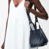 Compact Hammock bag in soft grained calfskin Deep Navy