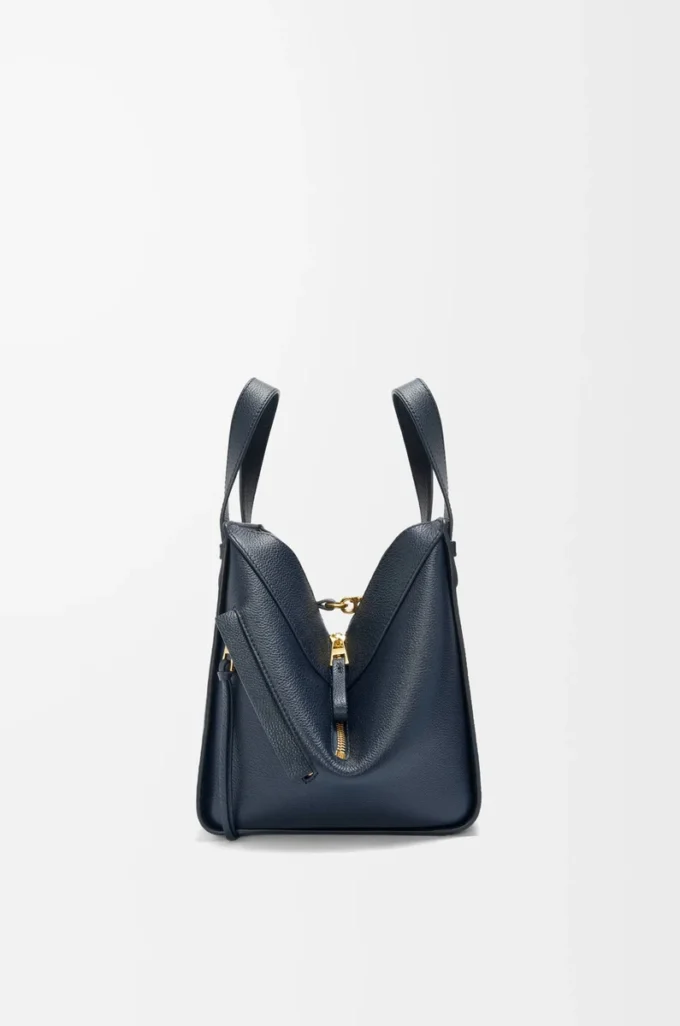 Compact Hammock bag in soft grained calfskin Deep Navy
