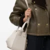 Compact Hammock bag in soft grained calfskin Light Ghost