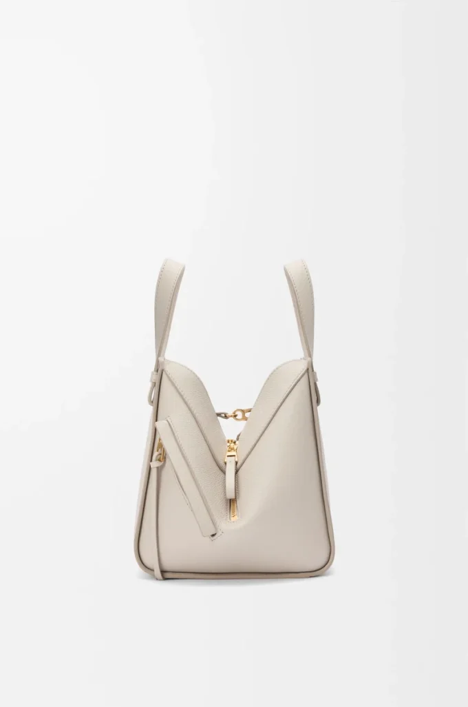 Compact Hammock bag in soft grained calfskin Light Ghost