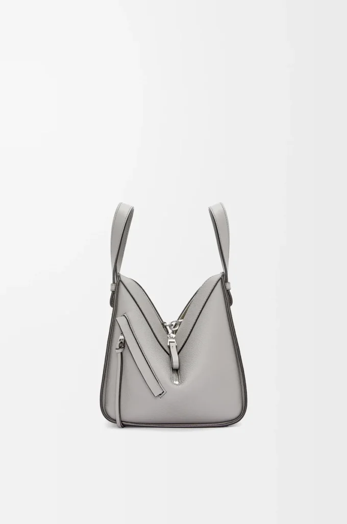 Compact Hammock bag in soft grained calfskin Pearl Grey