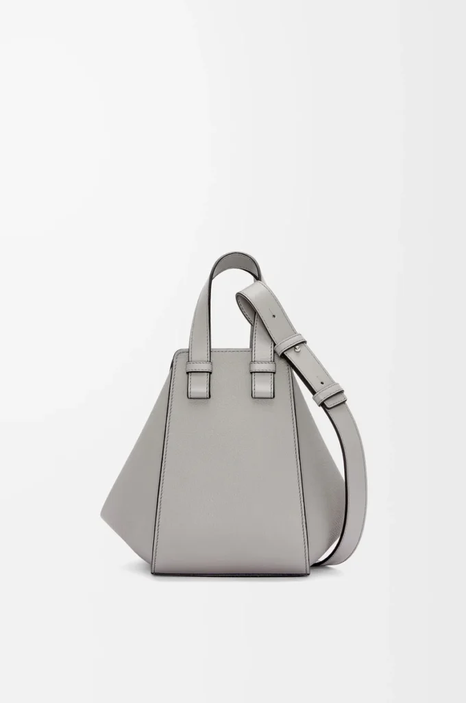 Compact Hammock bag in soft grained calfskin Pearl Grey