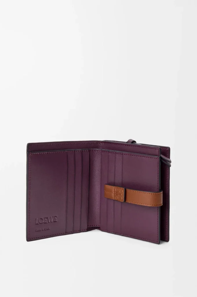 Compact zip wallet in soft grained calfskin Dirty Mauve/Squirrel