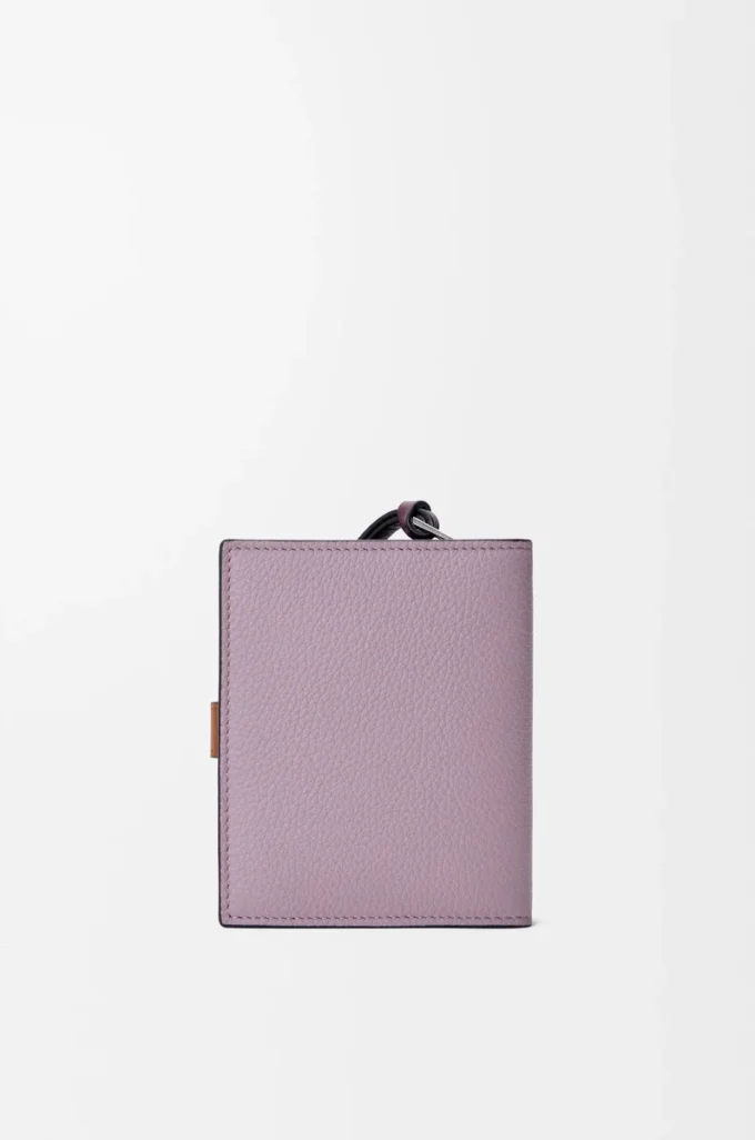Compact zip wallet in soft grained calfskin Dirty Mauve/Squirrel