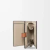 Compact zip wallet in soft grained calfskin Rosemary/Tan