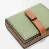 Compact zip wallet in soft grained calfskin Rosemary/Tan