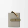 Compact zip wallet in soft grained calfskin Shell Grey/Eucalyptus Compact zip wallet in soft grained calfskin Shell Grey/Eucalyptus
