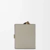 Compact zip wallet in soft grained calfskin Shell Grey/Eucalyptus Compact zip wallet in soft grained calfskin Shell Grey/Eucalyptus