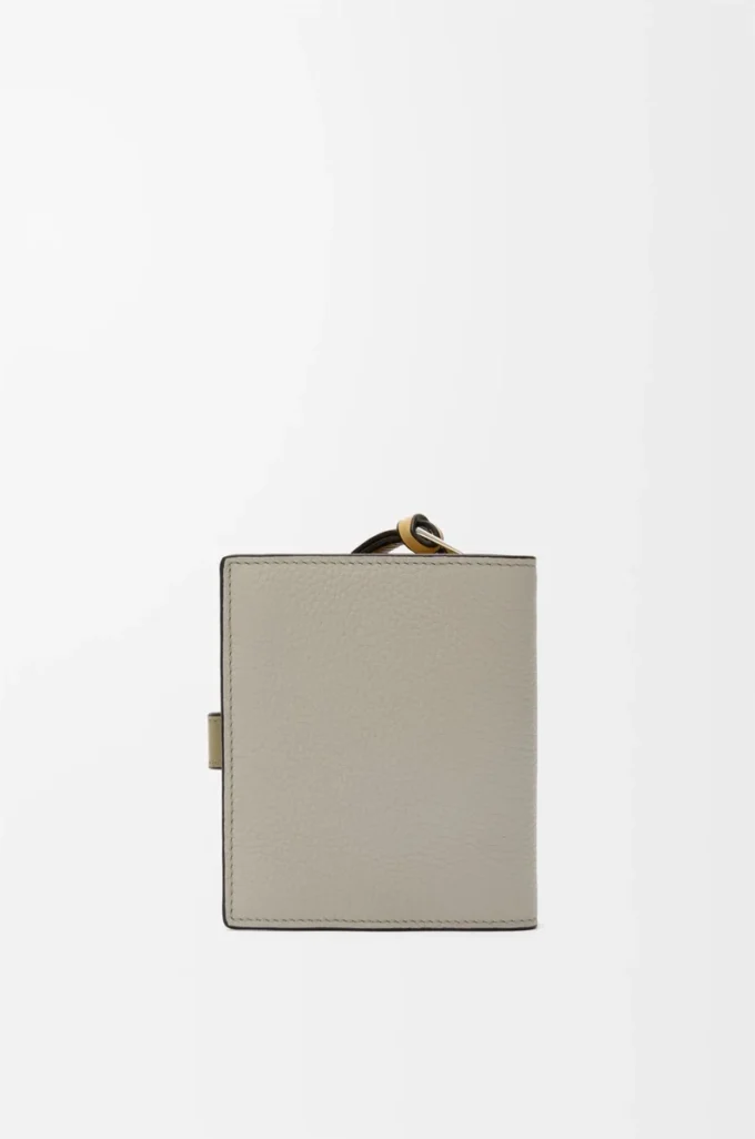 Compact zip wallet in soft grained calfskin Shell Grey/Eucalyptus Compact zip wallet in soft grained calfskin Shell Grey/Eucalyptus