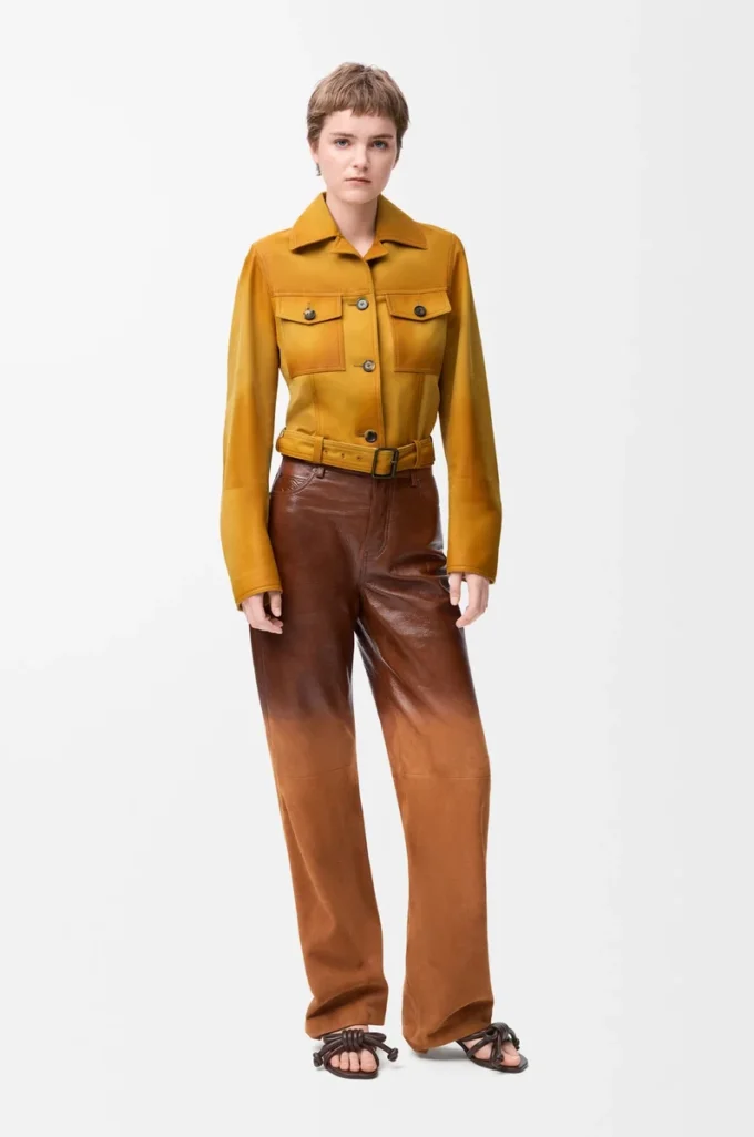 Cropped jacket in suede lambskin Light Tan Cropped jacket in suede lambskin Light Tan