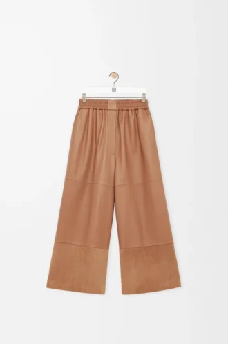 Cropped trousers in nappa lambskin and suede goatskin Toffee