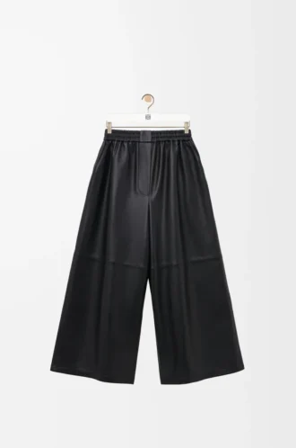 Cropped trousers in nappa lambskin Black