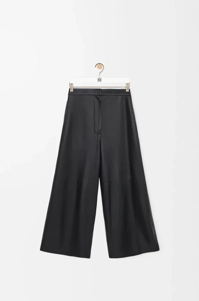 Cropped trousers in nappa lambskin Black Cropped trousers in nappa lambskin Black