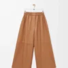 Cropped trousers in nappa lambskin Toffee Cropped trousers in nappa lambskin Toffee