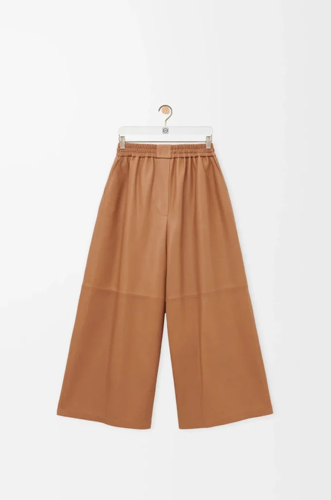 Cropped trousers in nappa lambskin Toffee Cropped trousers in nappa lambskin Toffee