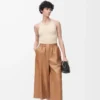 Cropped trousers in nappa lambskin Toffee Cropped trousers in nappa lambskin Toffee