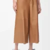 Cropped trousers in nappa lambskin Toffee Cropped trousers in nappa lambskin Toffee