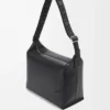Cubi crossbody bag in supple smooth calfskin and jacquard Black