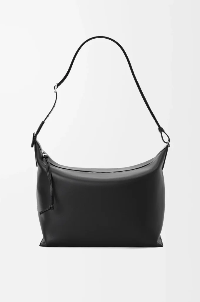Cubi crossbody bag in supple smooth calfskin and jacquard Black