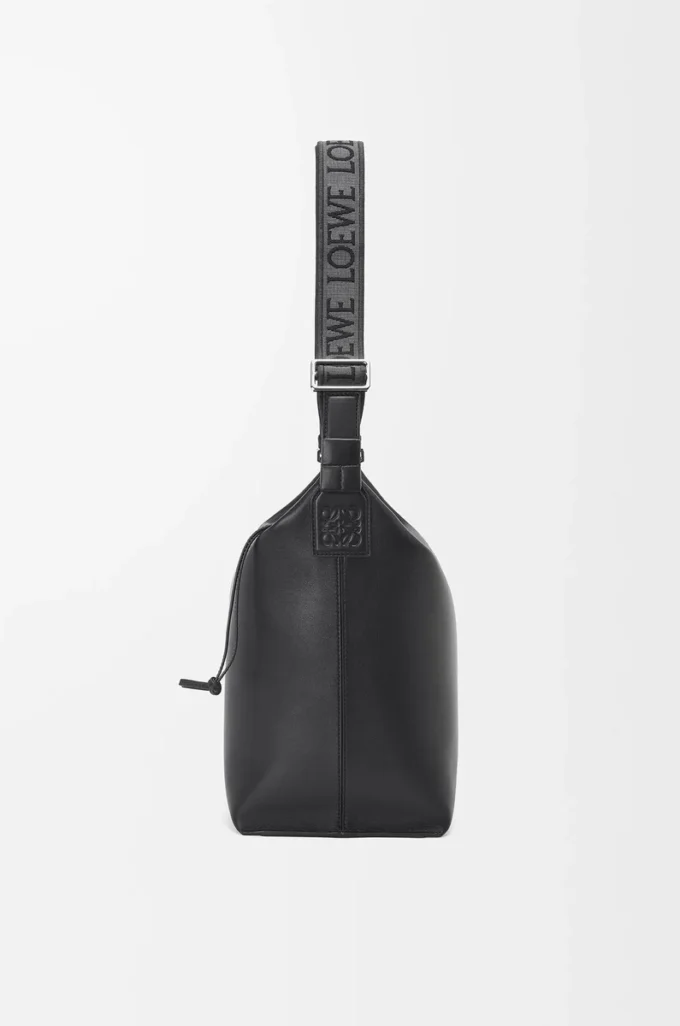 Cubi crossbody bag in supple smooth calfskin and jacquard Black
