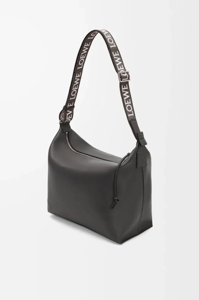 Cubi crossbody bag in supple smooth calfskin and jacquard Dark Grey