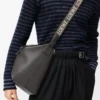 Cubi crossbody bag in supple smooth calfskin and jacquard Dark Grey