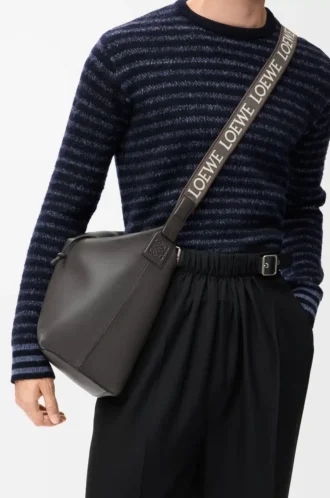 Cubi crossbody bag in supple smooth calfskin and jacquard Dark Grey