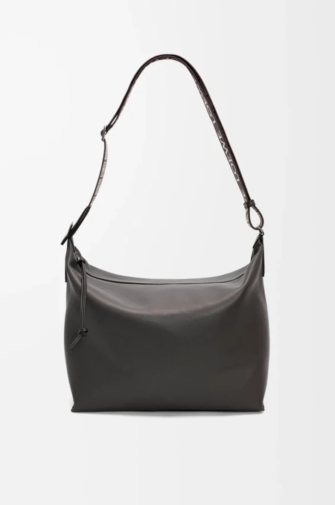 Cubi crossbody bag in supple smooth calfskin and jacquard Dark Grey