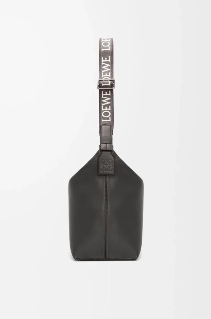 Cubi crossbody bag in supple smooth calfskin and jacquard Dark Grey
