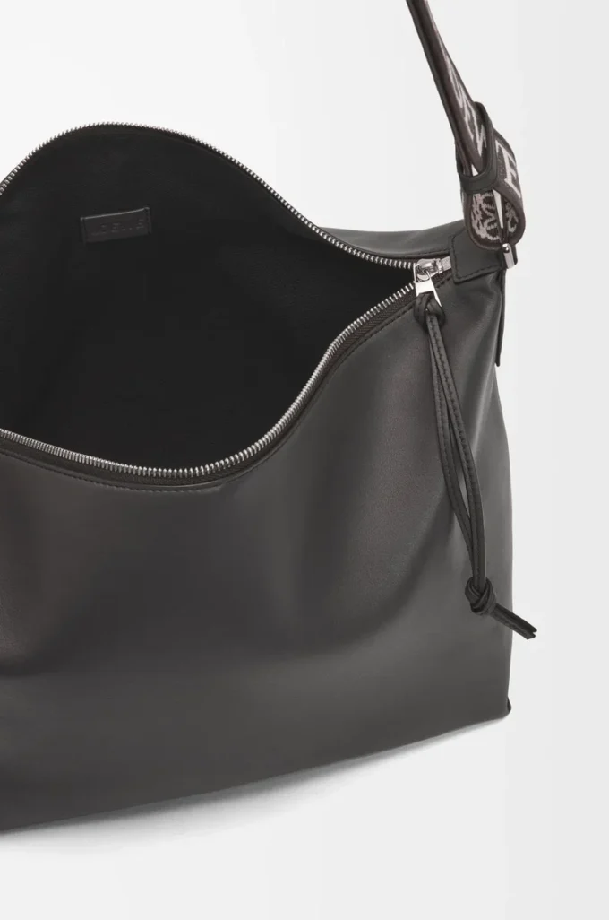 Cubi crossbody bag in supple smooth calfskin and jacquard Dark Grey