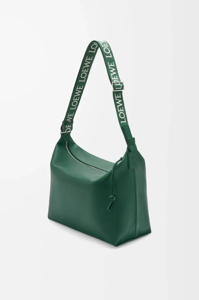 Cubi crossbody bag in supple smooth calfskin and jacquard Evergreen