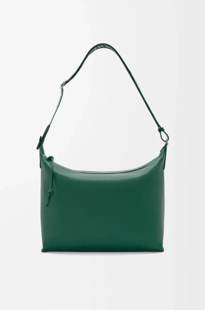 Cubi crossbody bag in supple smooth calfskin and jacquard Evergreen