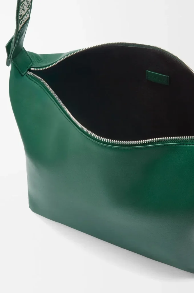 Cubi crossbody bag in supple smooth calfskin and jacquard Evergreen