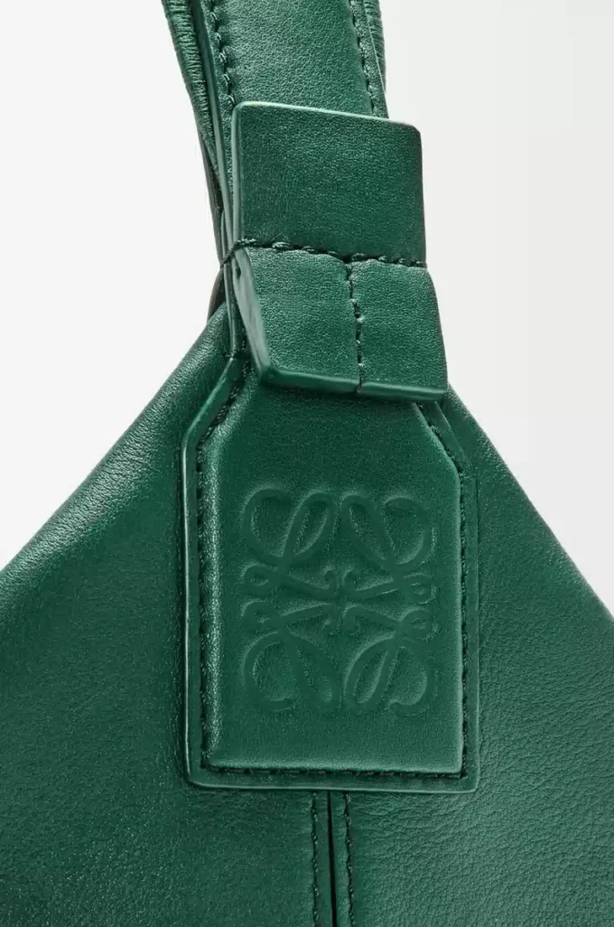 Cubi crossbody bag in supple smooth calfskin and jacquard Evergreen