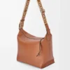 Cubi Crossbody bag in supple smooth calfskin and jacquard Tan