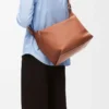 Cubi Crossbody bag in supple smooth calfskin and jacquard Tan