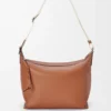 Cubi Crossbody bag in supple smooth calfskin and jacquard Tan