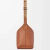Cubi Crossbody bag in supple smooth calfskin and jacquard Tan