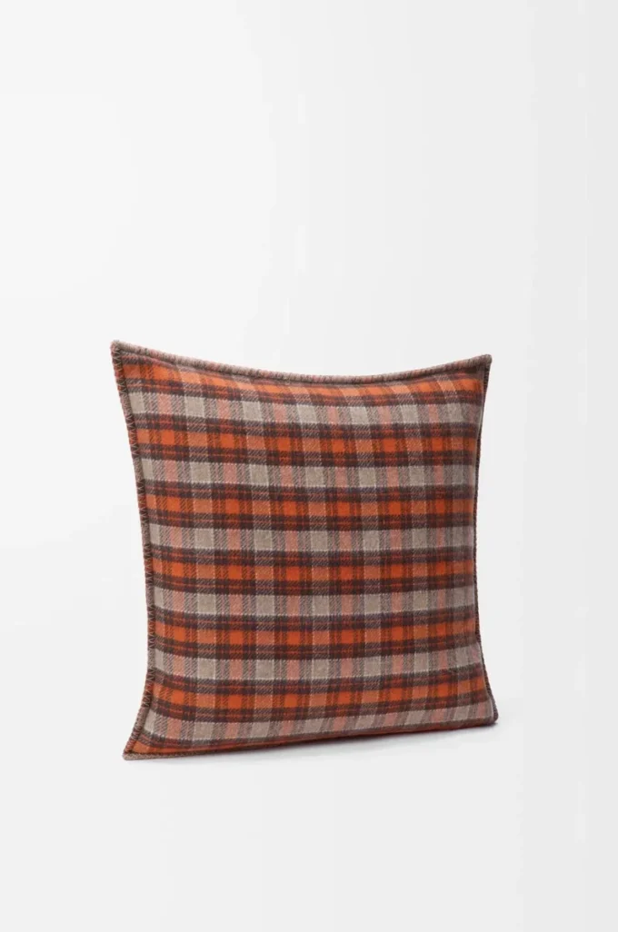 Cushion in wool and cashmere Beige/Orange