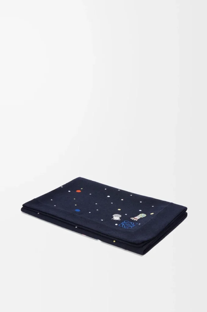 Deep Sea blanket in cashmere Navy/Multicolor