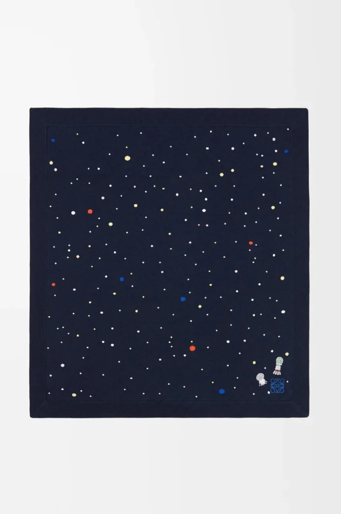 Deep Sea blanket in cashmere Navy/Multicolor