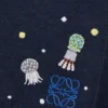 Deep Sea blanket in cashmere Navy/Multicolor