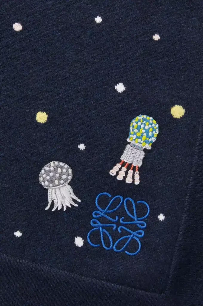 Deep Sea blanket in cashmere Navy/Multicolor