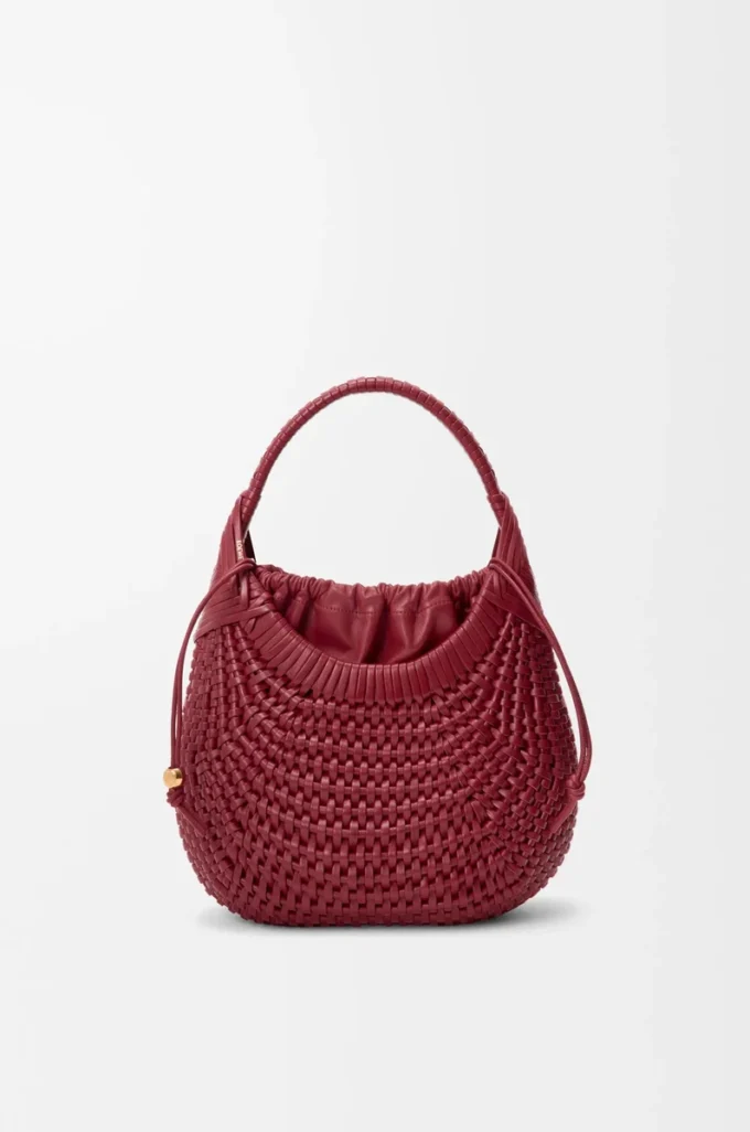 Diamond hobo bag in calfskin Cherry