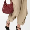 Diamond hobo bag in calfskin Cherry