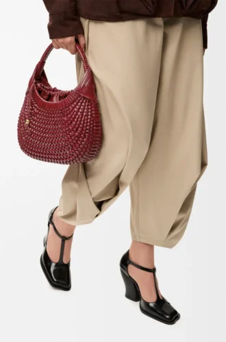 Diamond hobo bag in calfskin Cherry