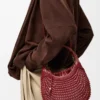 Diamond hobo bag in calfskin Cherry