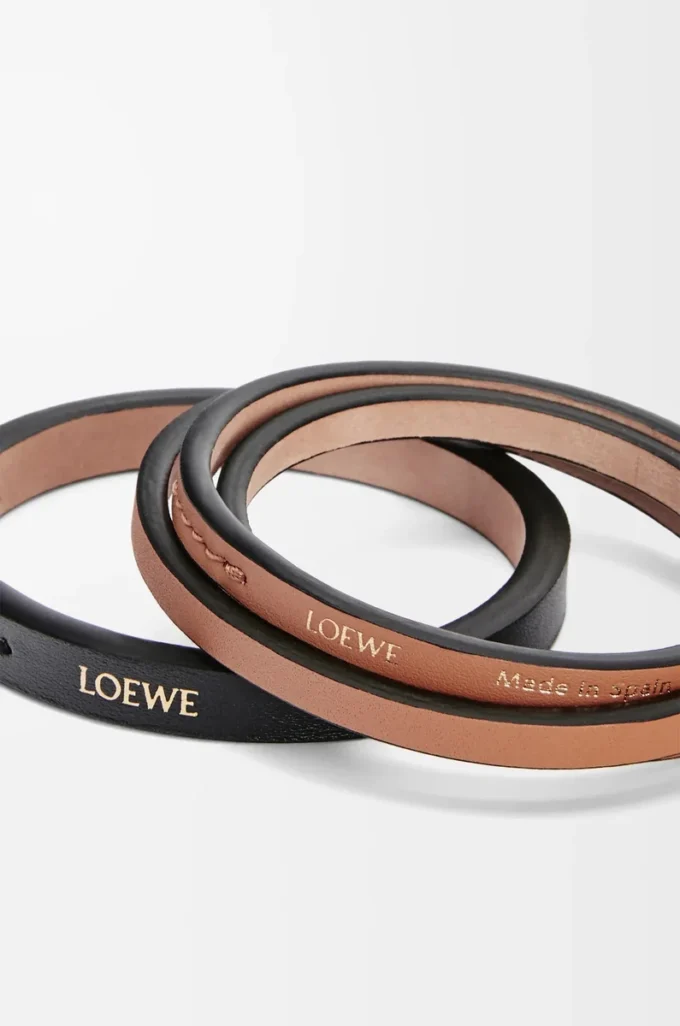 Double bangle set in classic calfskin Black/Tan