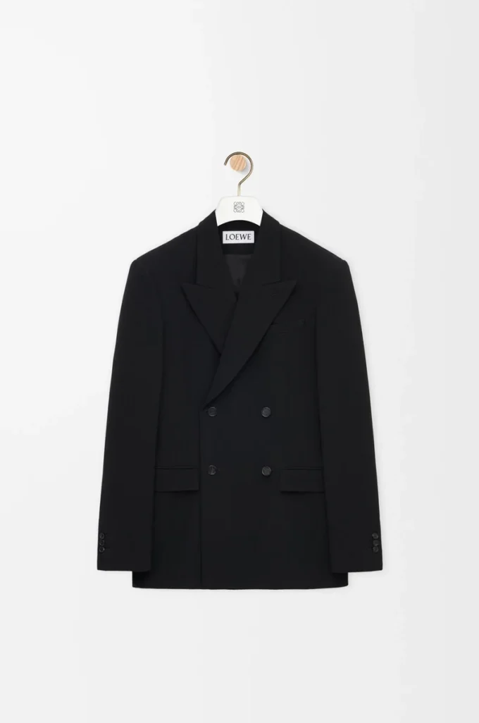 Double-breasted jacket in wool Black
